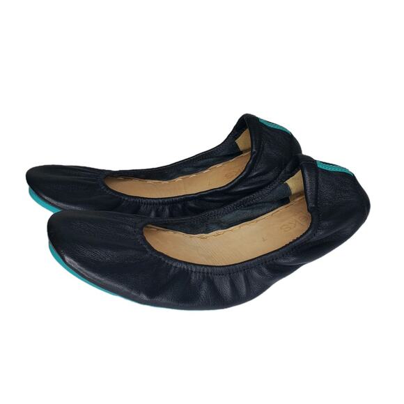 Tieks by Gavrieli Matte Black Ballet Flats Womens Size 7 Leather Foldable Shoes - Picture 1 of 15